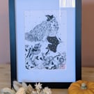 Hungry Pumpkins Original Illustration Framed