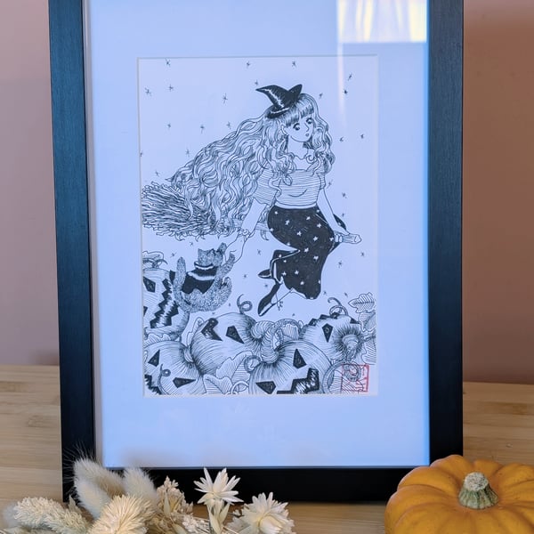 Hungry Pumpkins Original Illustration Framed