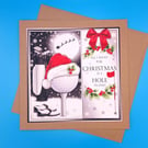 Funny Golf Christmas card, Large, decoupage