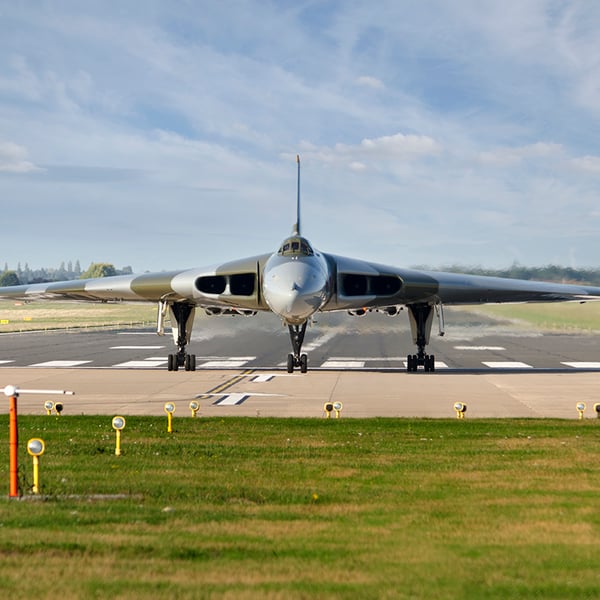 XH558 Vulcan on runway print