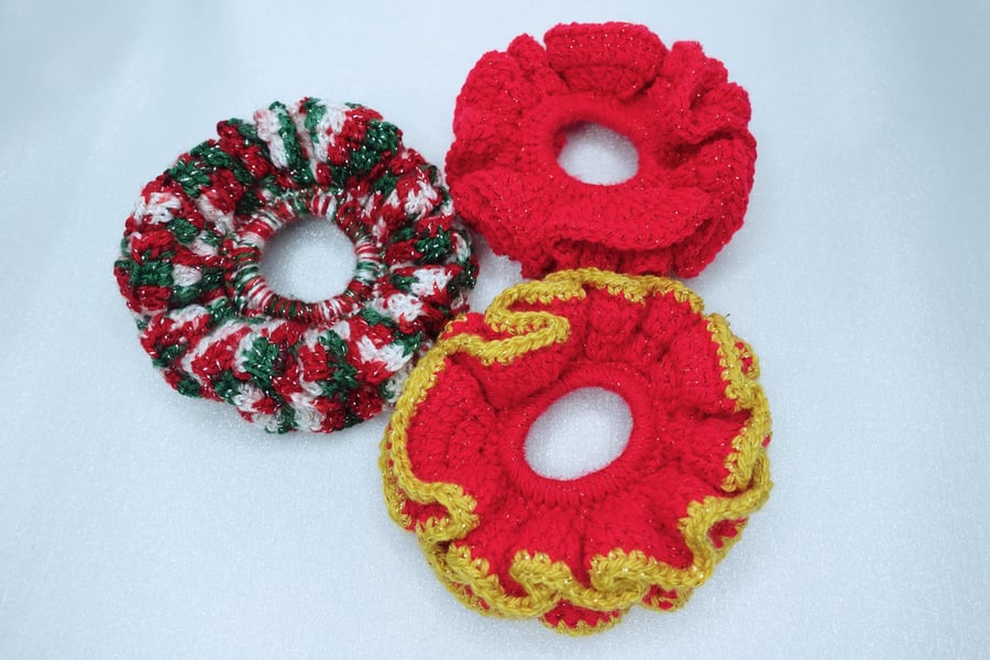 Crochet Knit Ruffle Scrunchies, Ruffle Scrunchies