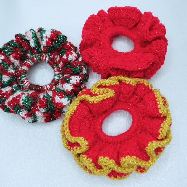 Crochet Knit Ruffle Scrunchies, Ruffle Scrunchies