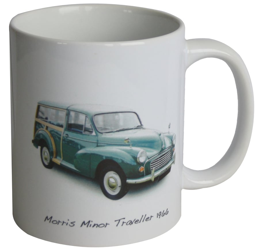 Morris Minor Traveller 1966 (Green) - 11oz Ceramic Mug - Village Car