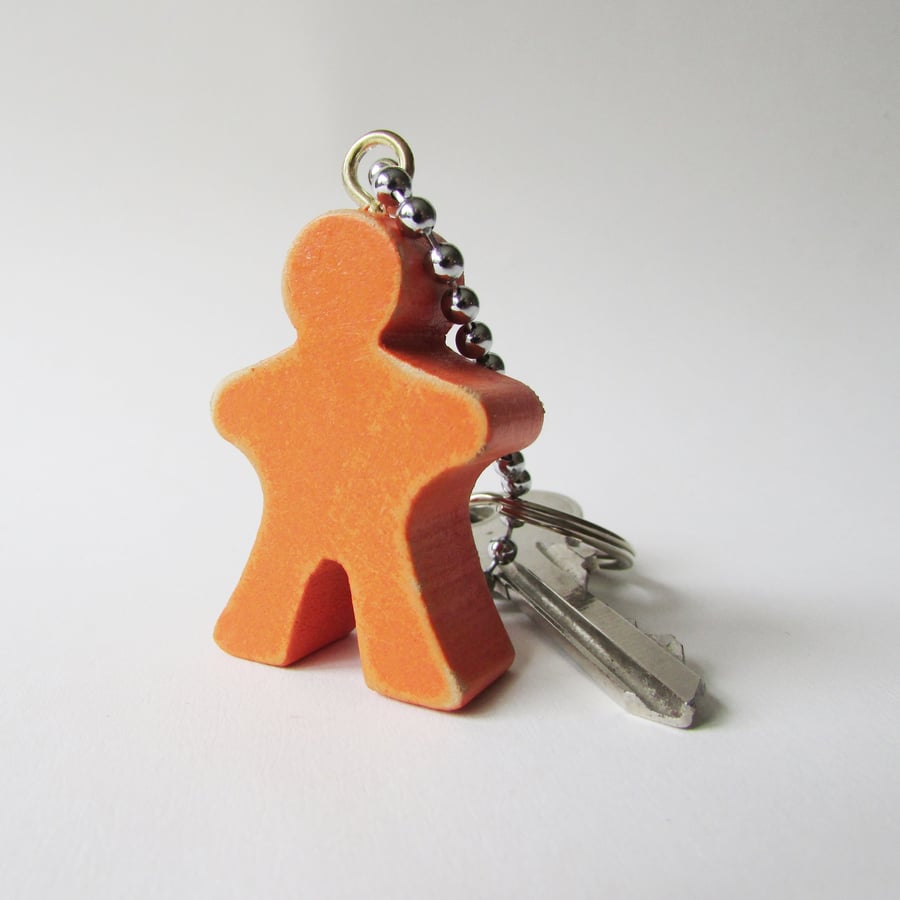 Orange Man, Wooden Keyring or Bag Charm