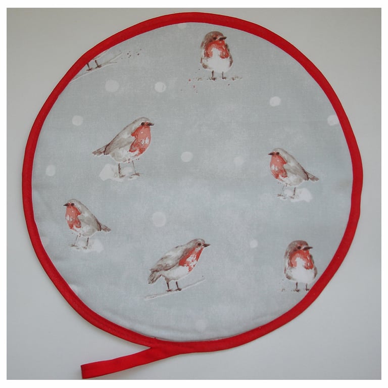 Aga Hob Lid Cover Pad Christmas Robin Round Mat