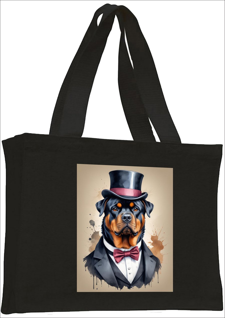 Victorian Rottweiler Cotton Shopping Bag Choice of Col black or cream