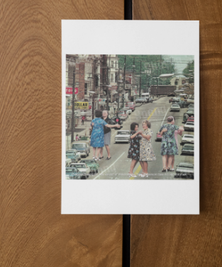 'Street dance' card printed from handmade collage 