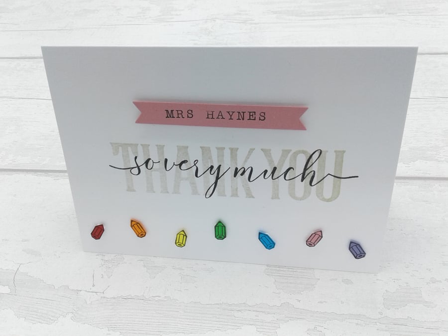 Teacher thank you cards. Personalised. Teaching Assistants. Nursery. Set of 4.