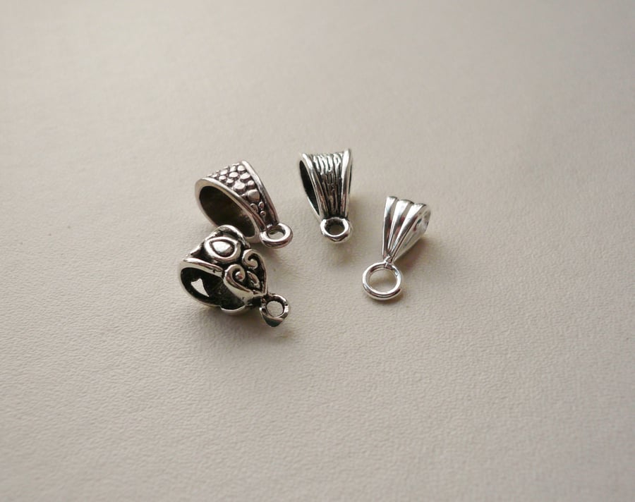 4  Mixed Tibetan Silver Pendant Bails