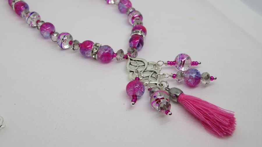 Katie Pink Tassel Necklace