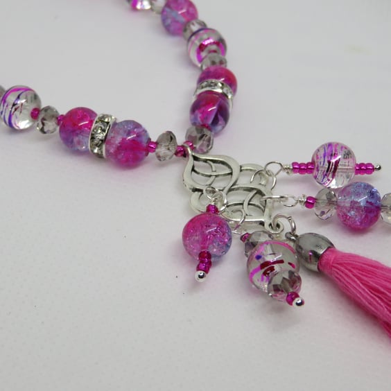 Katie Pink Tassel Necklace