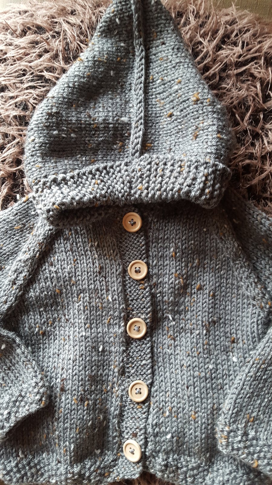 Chunky Tweed Hooded Baby Jacket