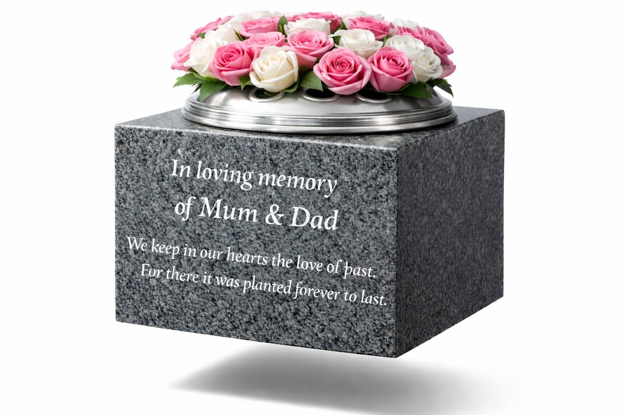 Personalised Granite Memorial Vase Grave Rose Bowl Grave Ornament Cemetery Vase