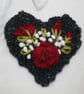 Embroidered Brooch - Red Roses Heart - Image 2