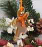 Fused Glass Gingerbread Person has Dotty Cuff Decoration & Orange Embellishments - Image 4