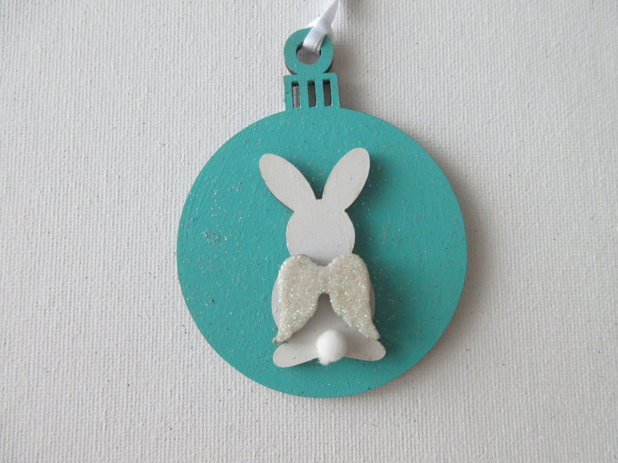 Hanging Decoration Christmas Tree Bauble Bunny Rabbit Memorial Angel Wings