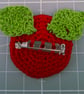 Crocheted contemporary flower brooch - red - Image 3