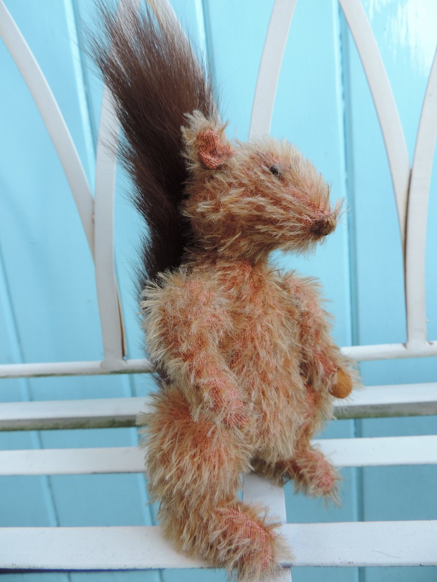 6" Mohair Squirrel with Mink Tail.