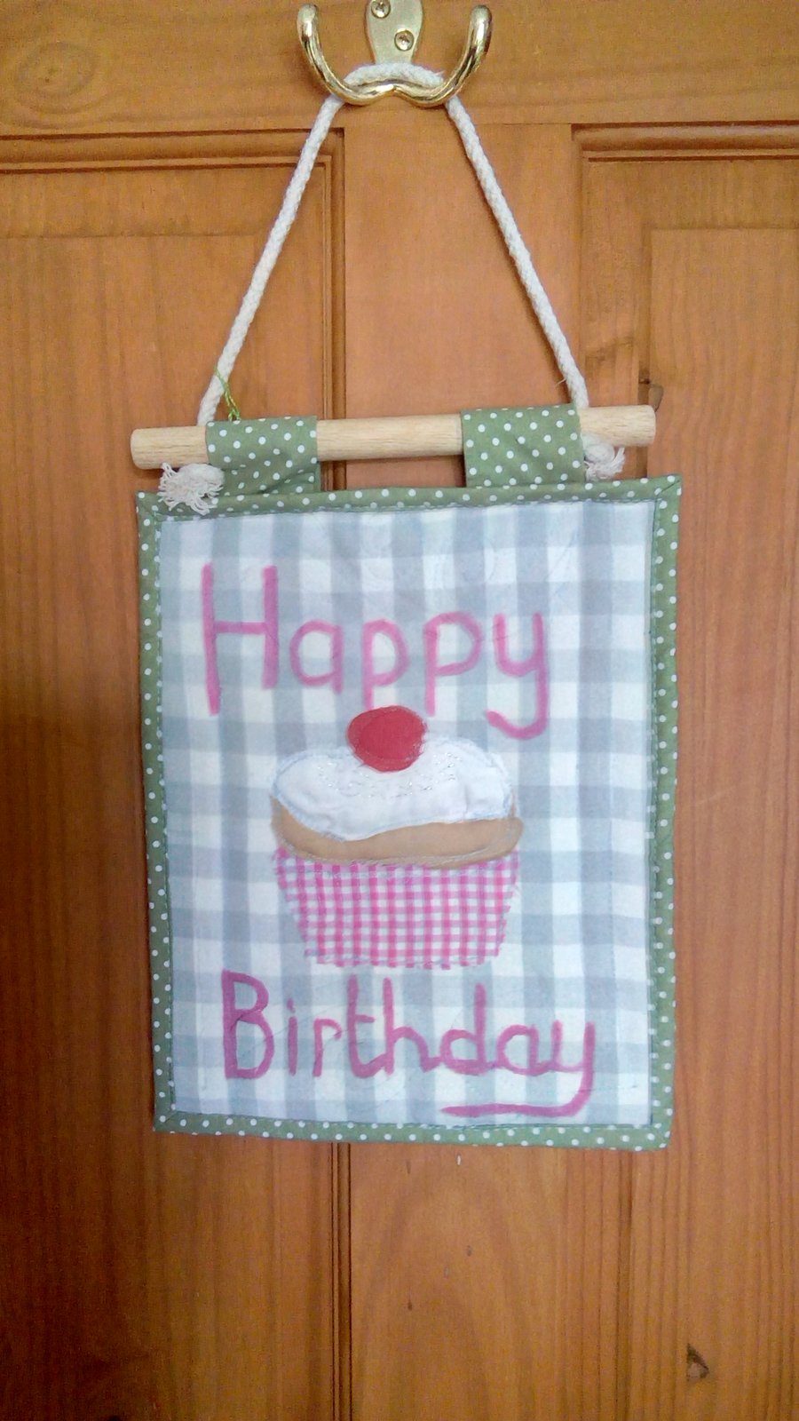 Happy Birthday Cupcake  Mini Quilt Wall Hanging
