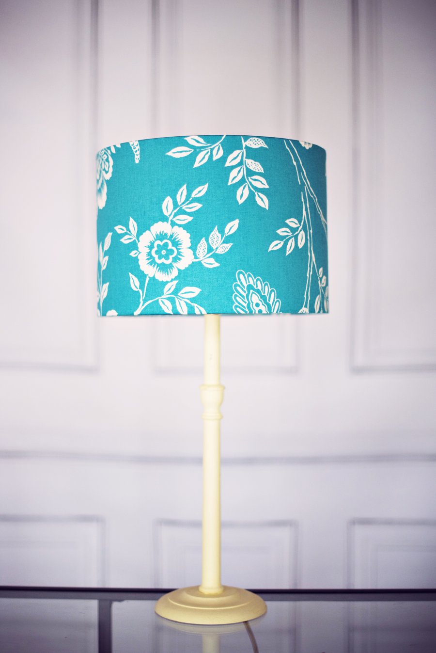 Blue Lamp shade 30 cm, Floral Lamp shade, Handmade Floral Lamp, Floral Shade