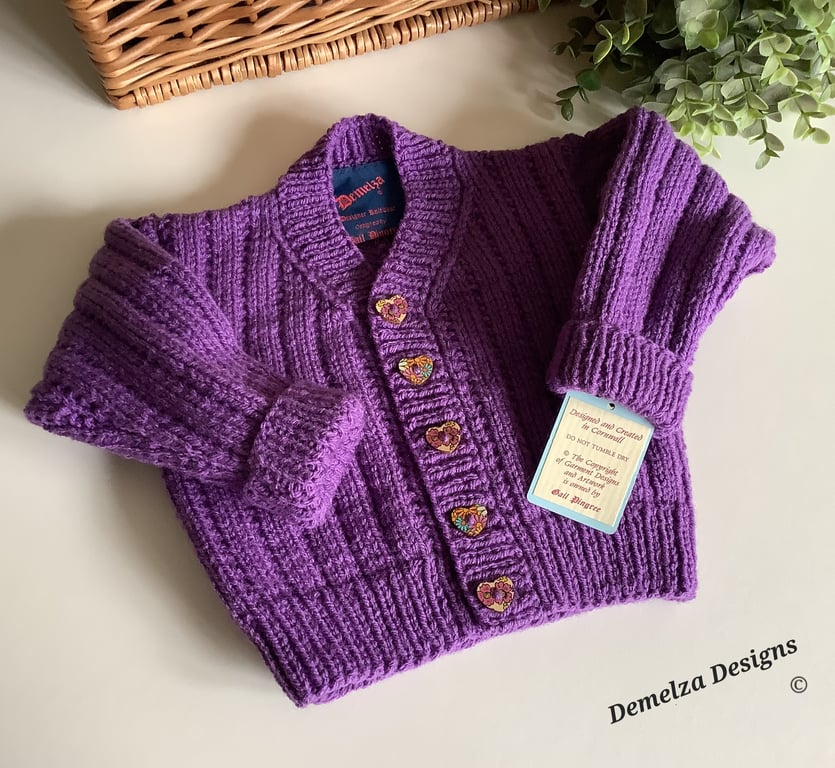 Designer Hand Knitted Baby Girls Cardigan Size 1 - 2 years size 