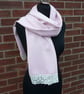 Scarf, wool twill pink scarf, lace edge scarf, ladies scarf, pink wrap - Image 2