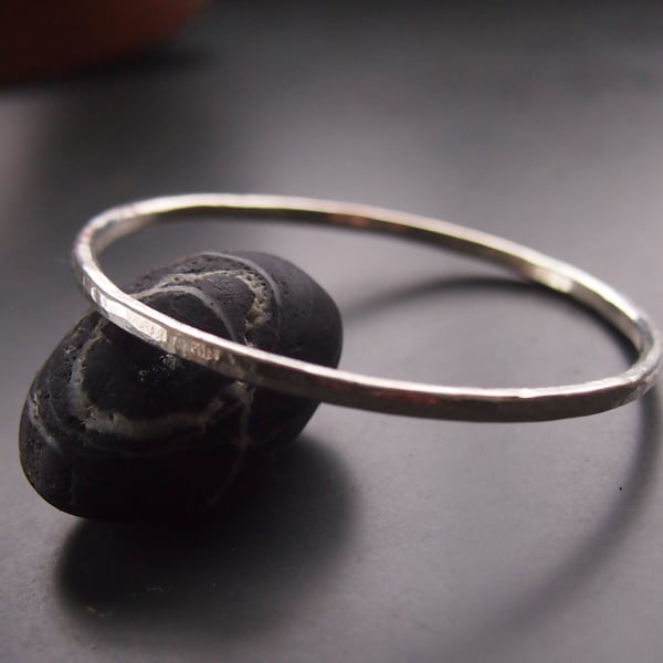 Forged Sterling Silver Bangle