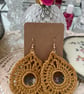 Crochet Teardrop Earrings Gold & Sparkly 