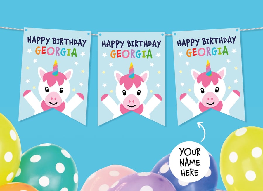 Personalised Unicorn Birthday Bunting
