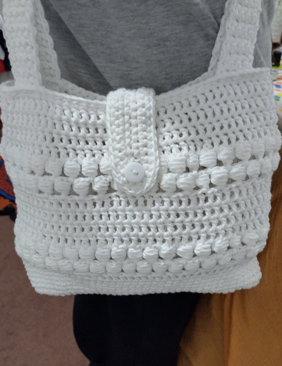 White crochet cheap crossbody bag