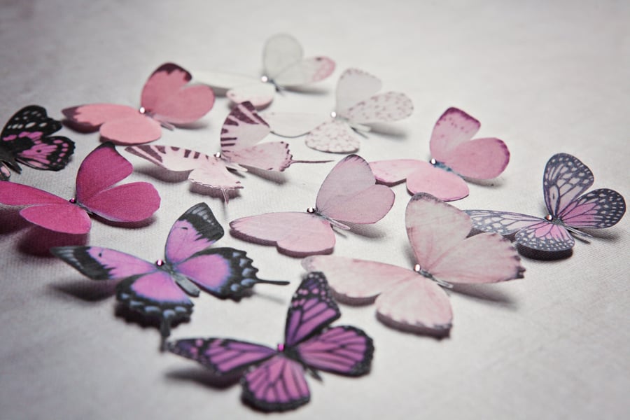 Silk Butterfly hair clips with Swarovski Crystal - Select your favourite 5! 