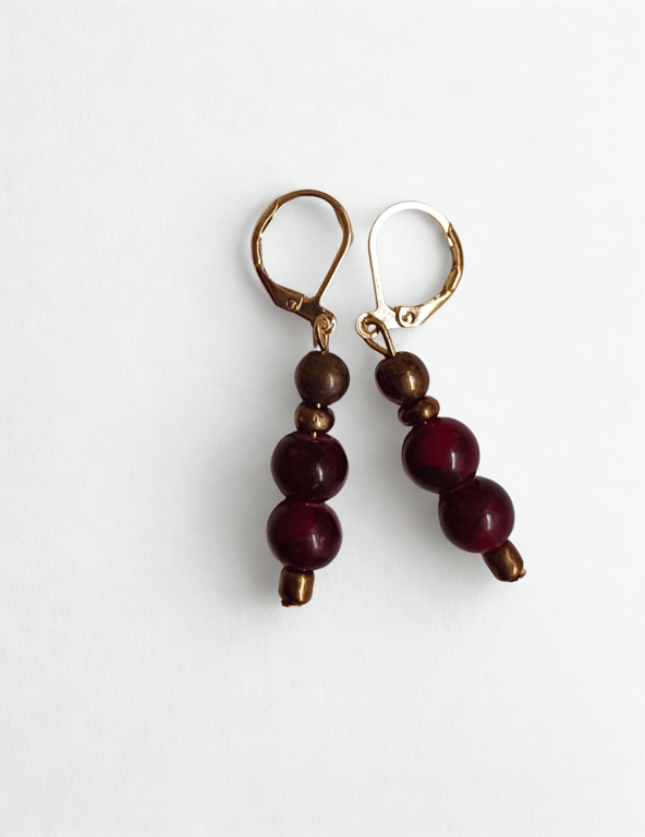 Berries and Gold Earrings 