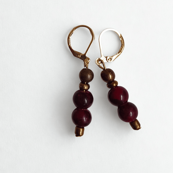 Berries and Gold Earrings 
