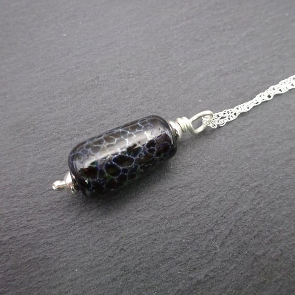 sterling silver chain necklace, lampwork glass pendant jewellery