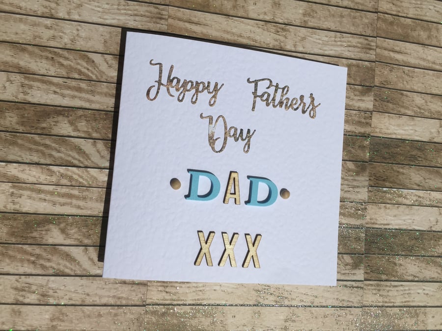 Fathers Day Card for Dad, wood card. 