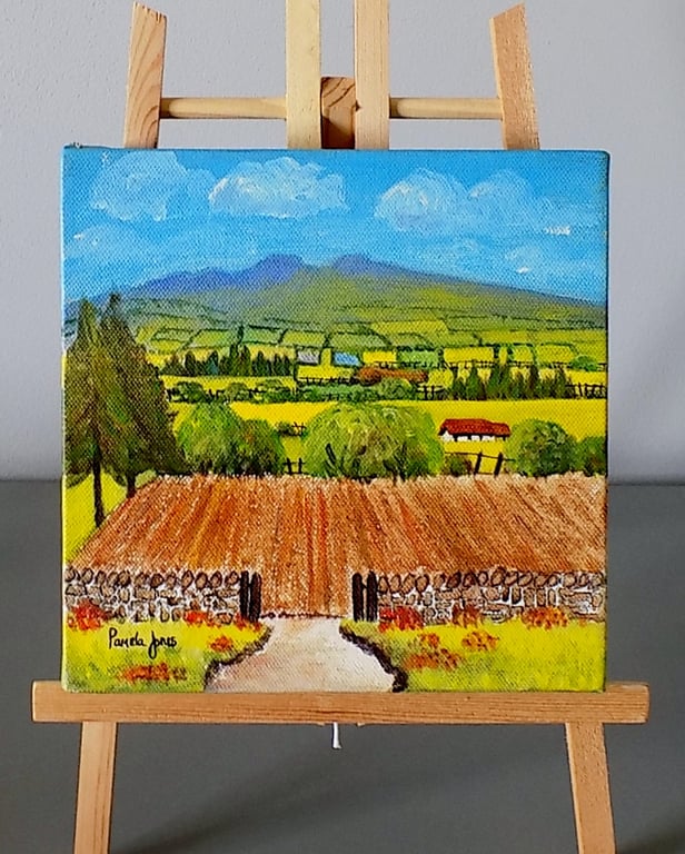 Ploughed field The Brecon Beacons, South Wales, On boxed Canvas, 20 x 20 cm 