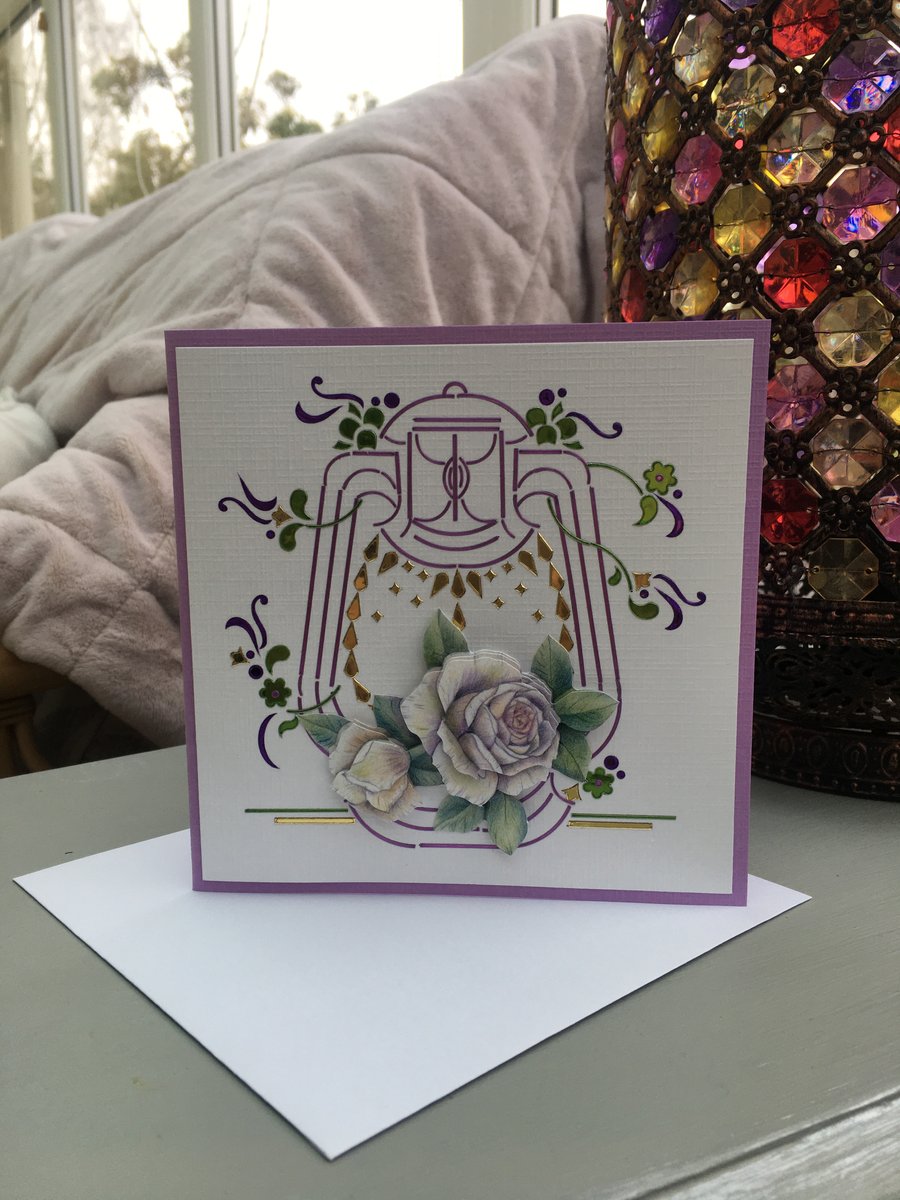 Lantern and rose cluster card