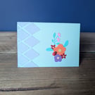 Handmade floral design card with ladybird embellishment