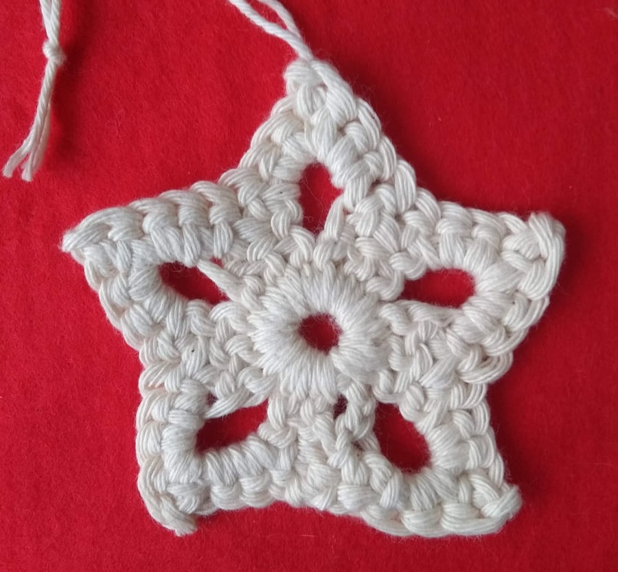Christmas star decoration, FREE P&P, crochet star, hanging decoration, gift tags