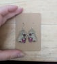 Embroidered Capybara Bubble Tea Earrings: Sterling Silver Hooks - Image 6