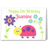 Girls Ladybird Personalised Birthday Card