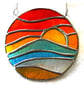 Sunset Beach Waves Stained Glass Suncatcher - Image 3
