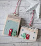 Set of 2 Wooden Christmas House Hanging Decorations