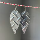 Embossed Teardrop-Shaped Upcycled Tin Earrings