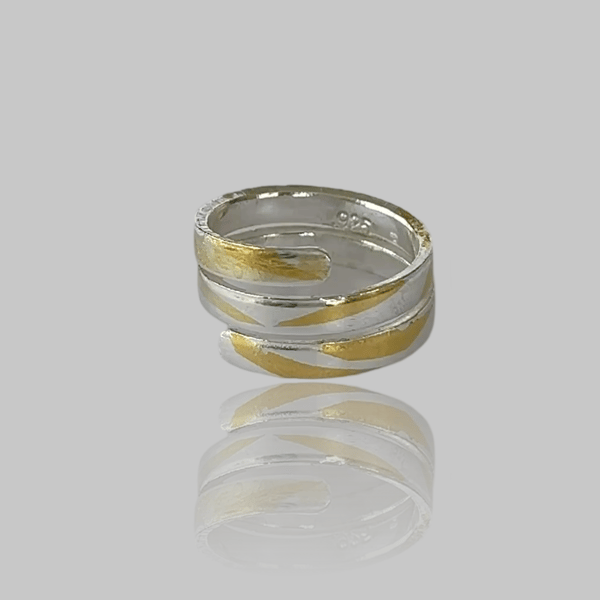 Silver And Gold Keum Boo  Wrap mRing