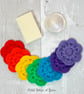 Cotton rainbow scrubbies and soap saver, soap pouch set. Face wipes  Soap sock. - Image 4