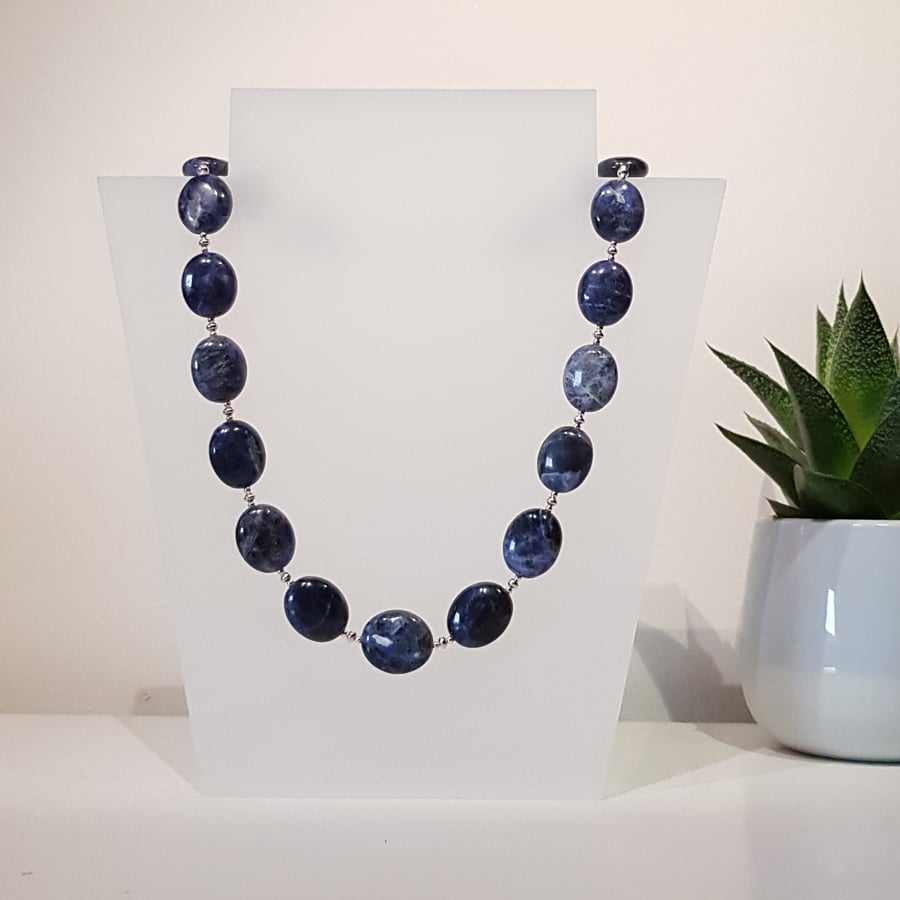 Sodalite and Sterling Silver Necklace