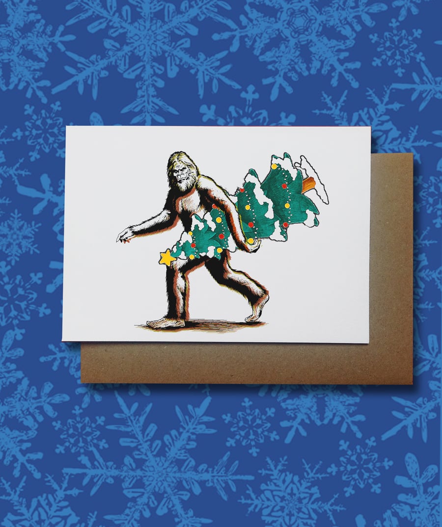 Yeti Sasquatch Big Foot Christmas Card, Grinch Stole Christmas, 