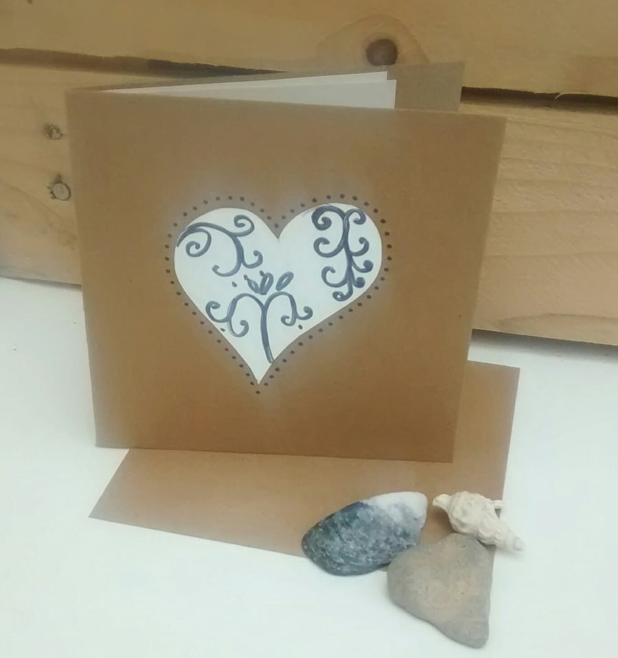 25th Wedding Anniversary Card, Silver Heart