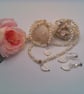 Cream Pearl Necklace Bracelet and Earrings With Shell Heart Beads, Gift for Her - Image 5